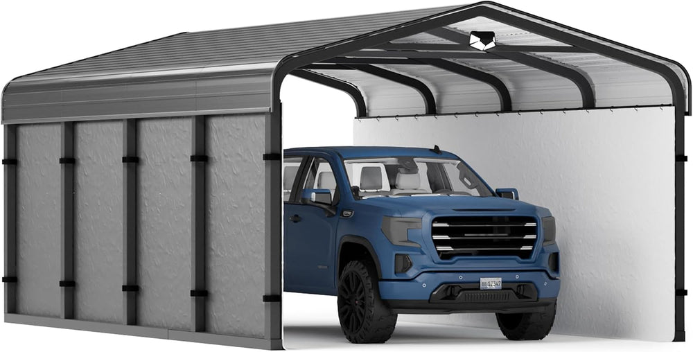 Sannwsg 12x20Ft Metal Carport Canopy Heavy Duty, Removable Sidewall