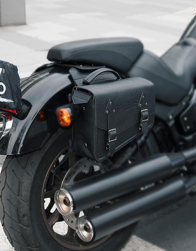 KEMIMOTO Motorcycle Saddlebags Leather Side Bags 12L Compatible