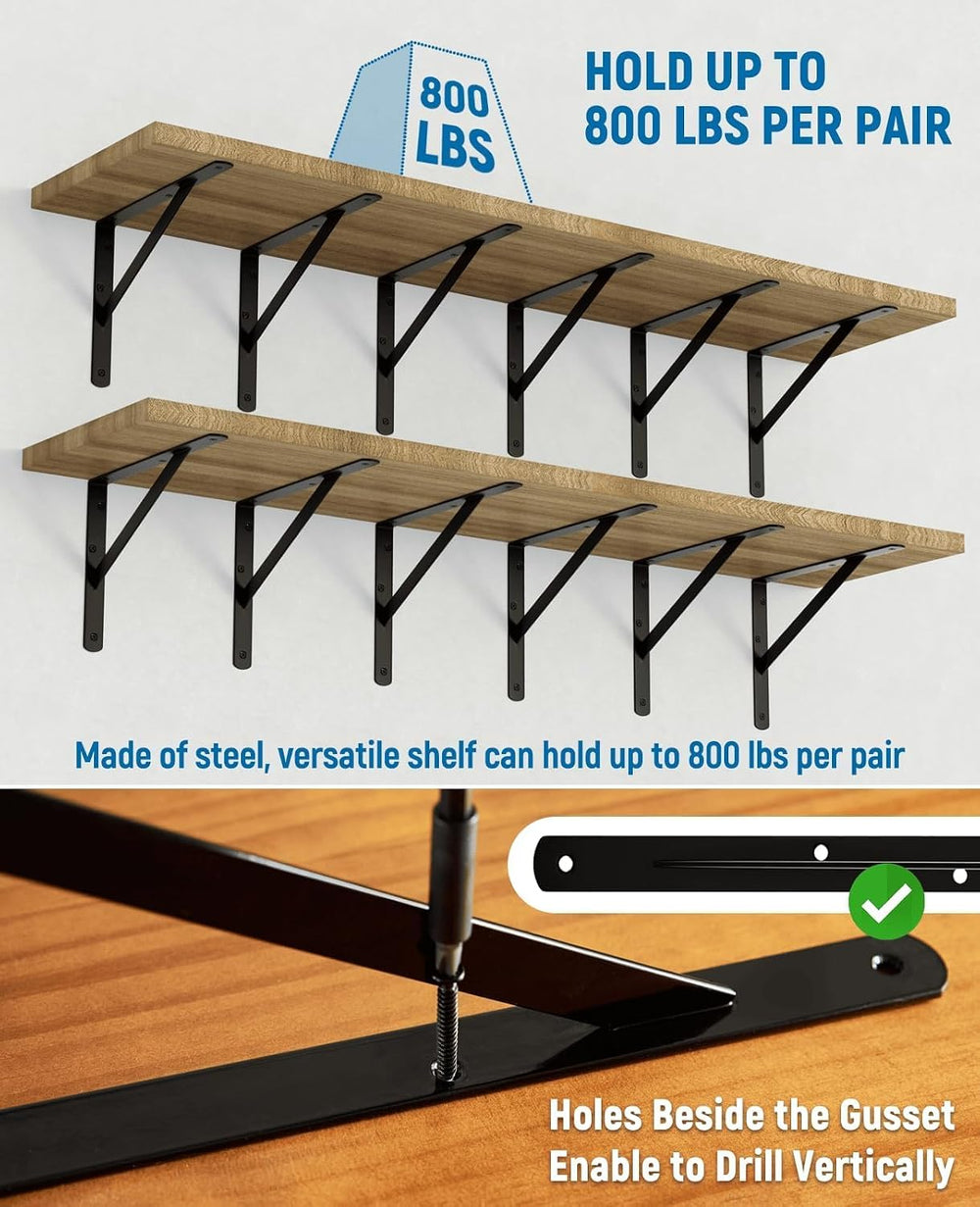 12-Pack 18 Inch Heavy Duty Shelf Brackets, Large Floating Shelf Bracket