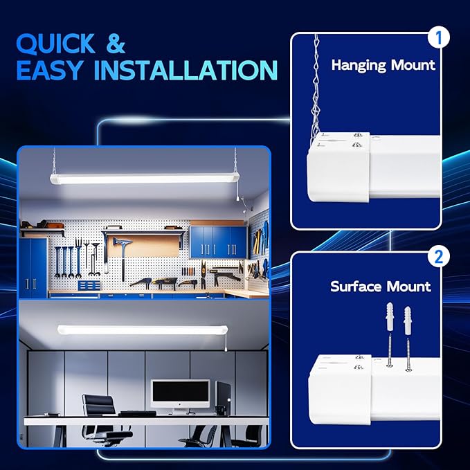 hykolity 4FT 120W LED Shop Light Linkable, 5000K Utility Shop Lights