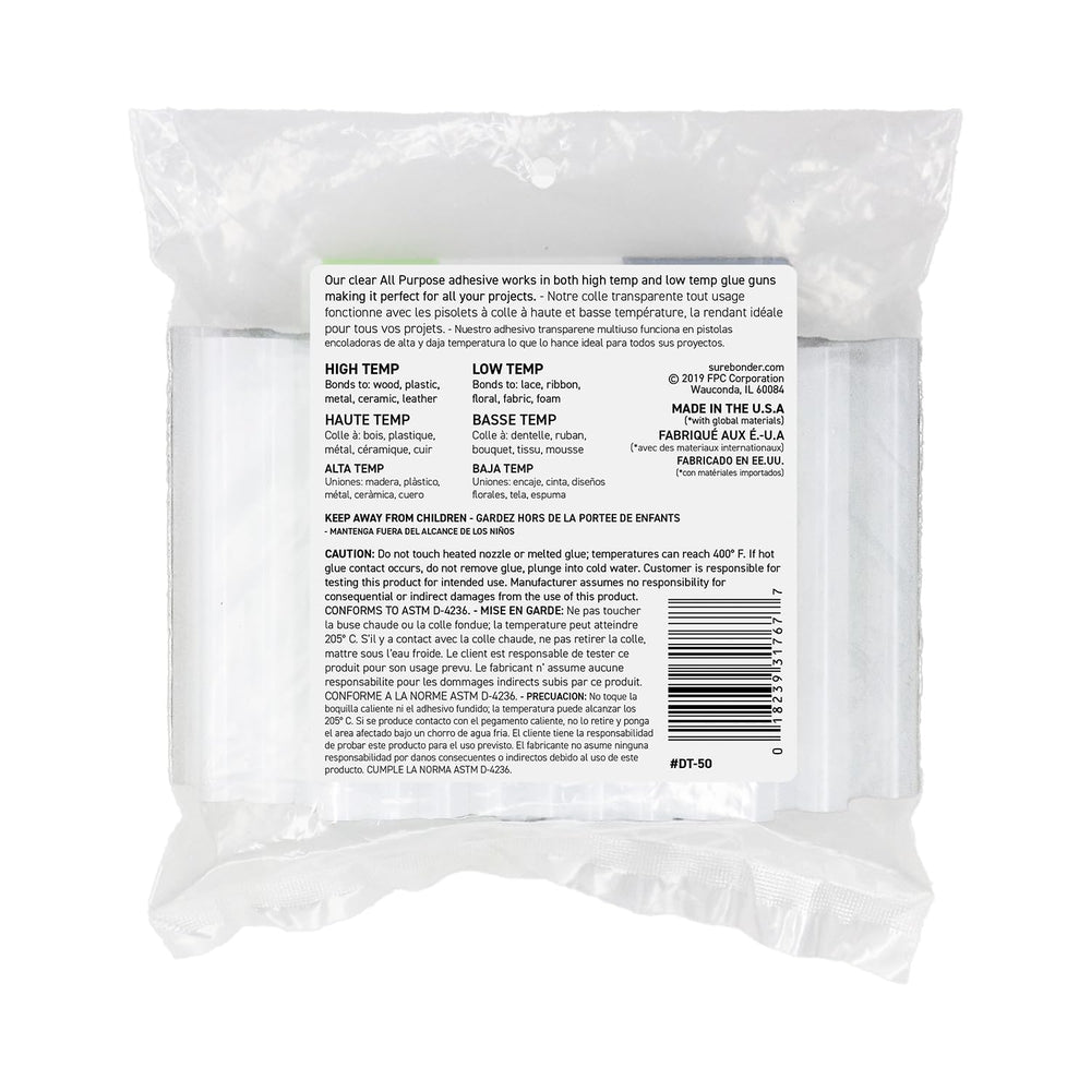 Surebonder Full Size All Purpose Clear 4" Hot Glue Sticks - 250 Pack DT-...