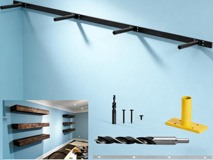 53'' Heavy-Duty Hidden Floating Shelf Bracket – 210 LBS Max Load (Mounted on Studs), Floating Mantel Bracket for Fireplace & Wall Shelves, Includes Easy Installation Kit（53 inch Brackets）