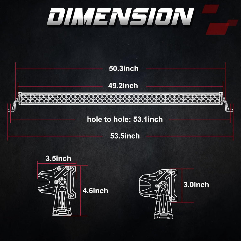 OFFROADTOWN 50 Inch 660W LED Light Bar with Wiring Harness and Black Cover