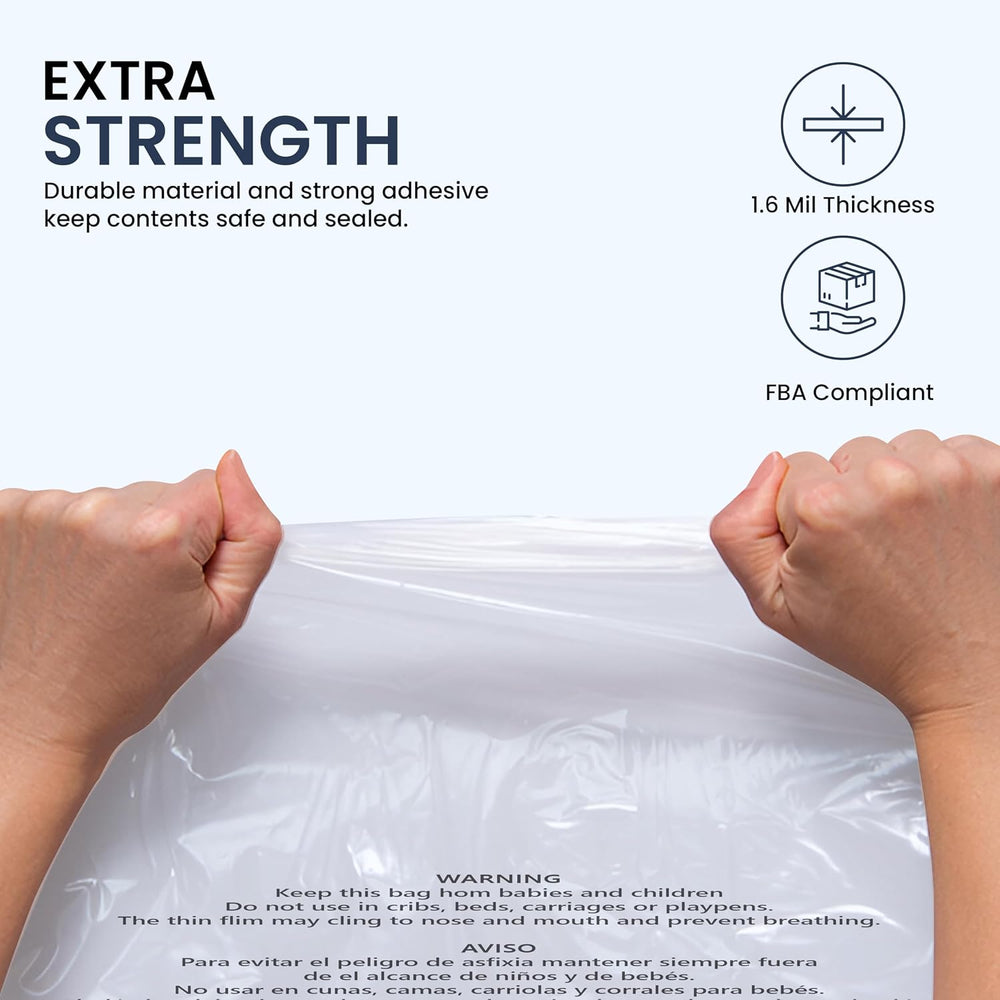 10x13 Inch Clear Poly Bags with Suffocation Warning (500 Count) – Permanent S...