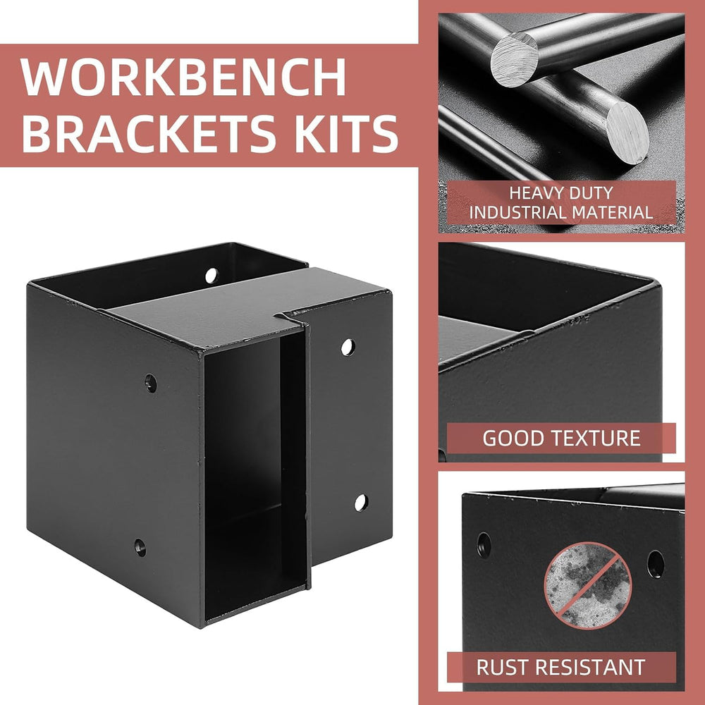 Workbench Bracket Kit, Heavy Duty Steel Workbench Kit for 2x4 (Actual 1.5&quo...