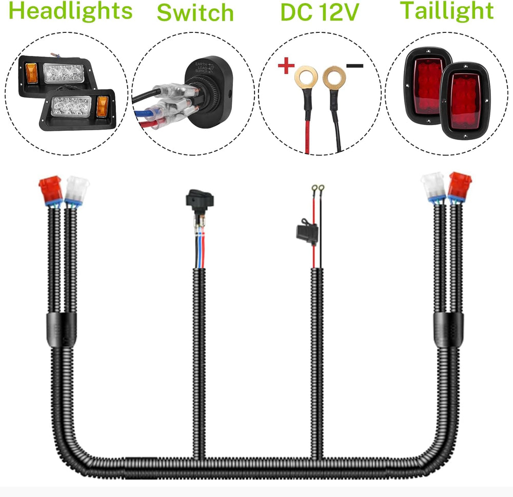 LED Headlights and Tail Lights Kit Compatible Yamaha G14, G16, G19, G22 Golf ...