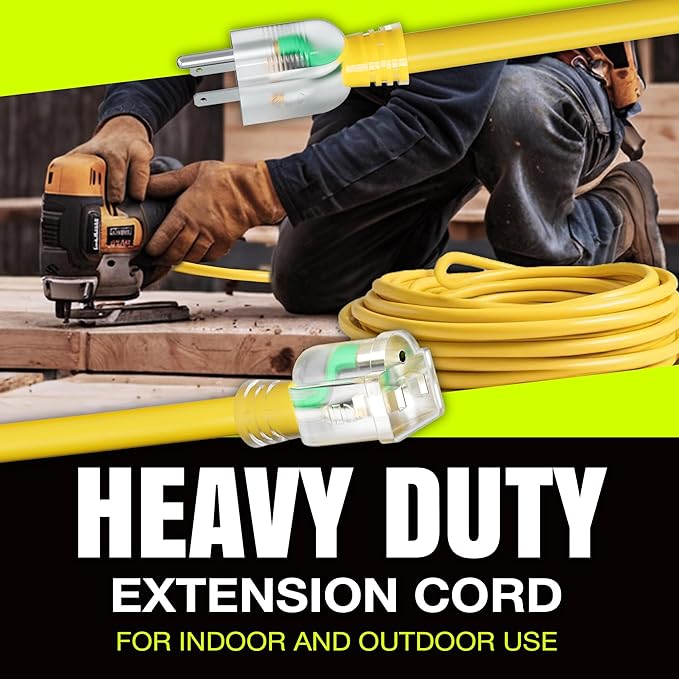 75ft Outdoor/Indoor Extension Cord 12/3 Gauge Extra Heavy Duty 3 Prong SJTW