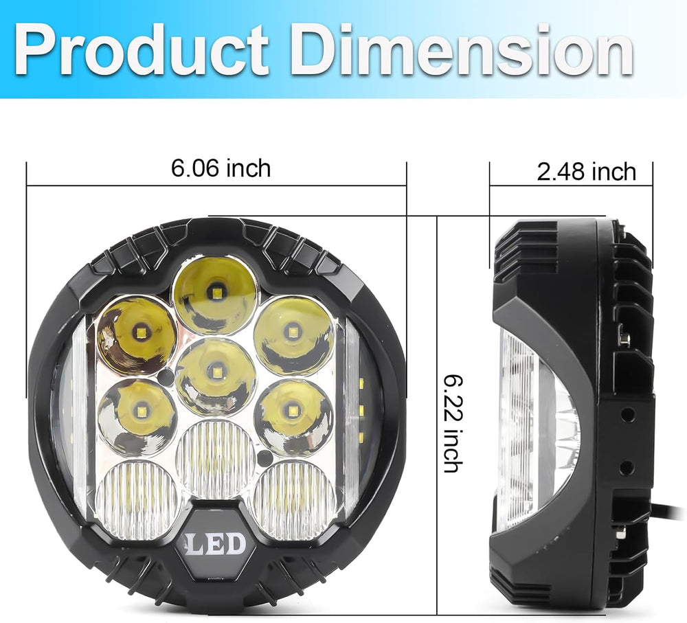 LIGBT 4PCS 7 Inch Amber Round LED Offroad Lights 90W Amber Yellow Off Road Li...