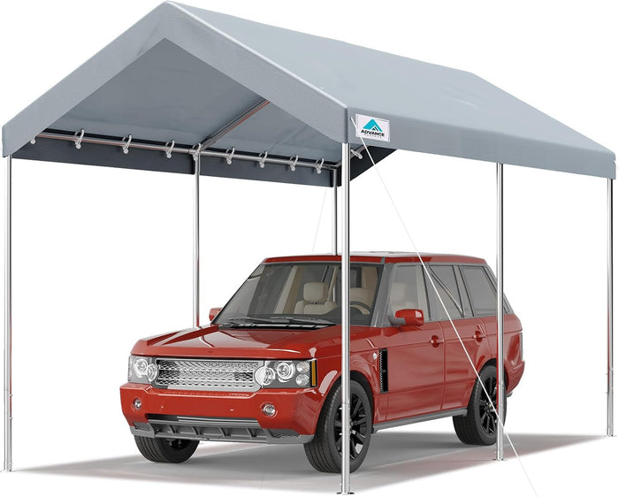 ADVANCE OUTDOOR 10x15 ft Heavy Duty Carport Potable Car Canopy Garage Party Tent Boat Shelter, Adjustable Height from 9.5 ft to 11 ft, Gray
