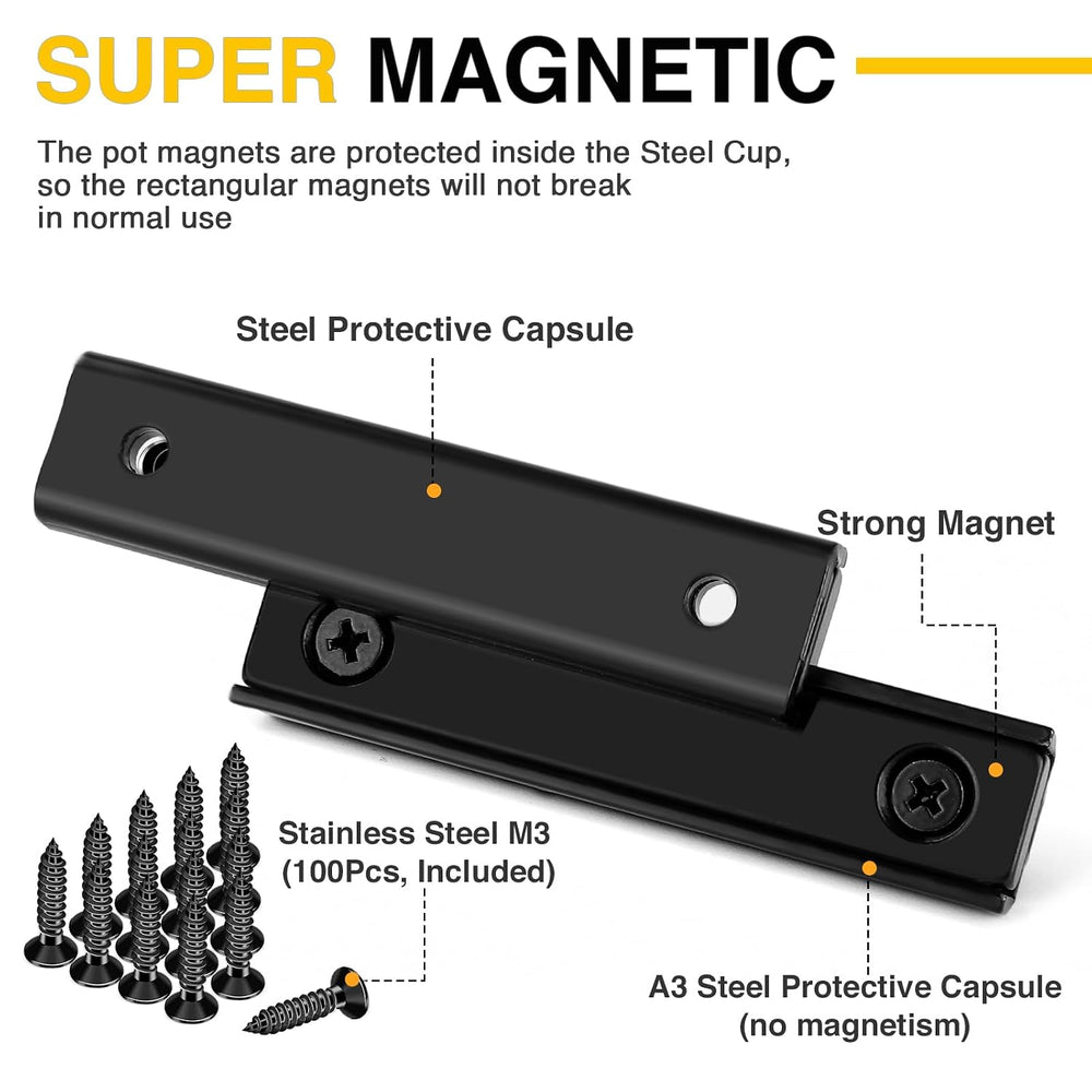 DIYMAG Magnets Strips,50 Packs 80 LBS Countersunk Hole Magnet with Screws