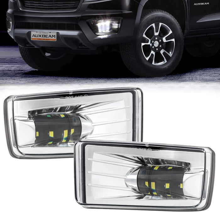 Auxbeam LED Fog Lights DOT Approved Bumper Driving Fog Lamps 1 Pair Chrome