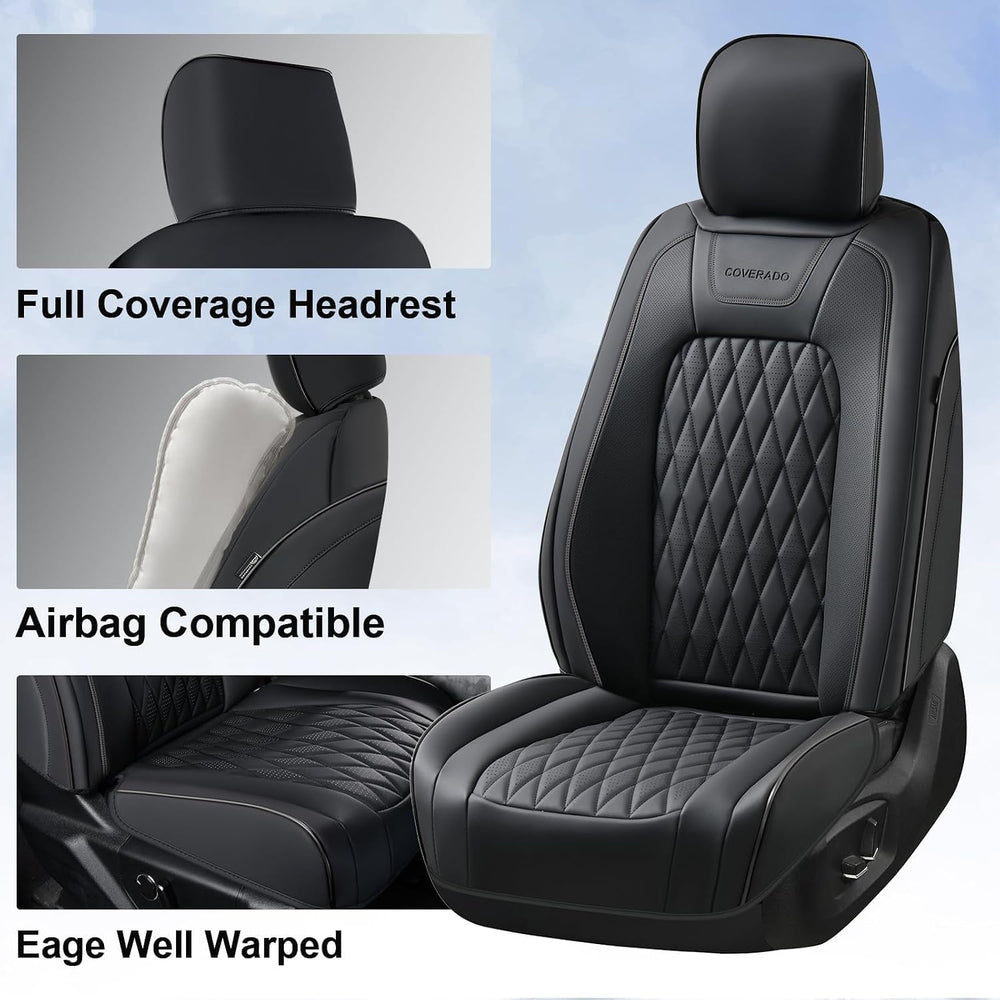 Coverado Leather Seat Covers Full Set Fit for Ford F150 F250 F350 F450, Water...