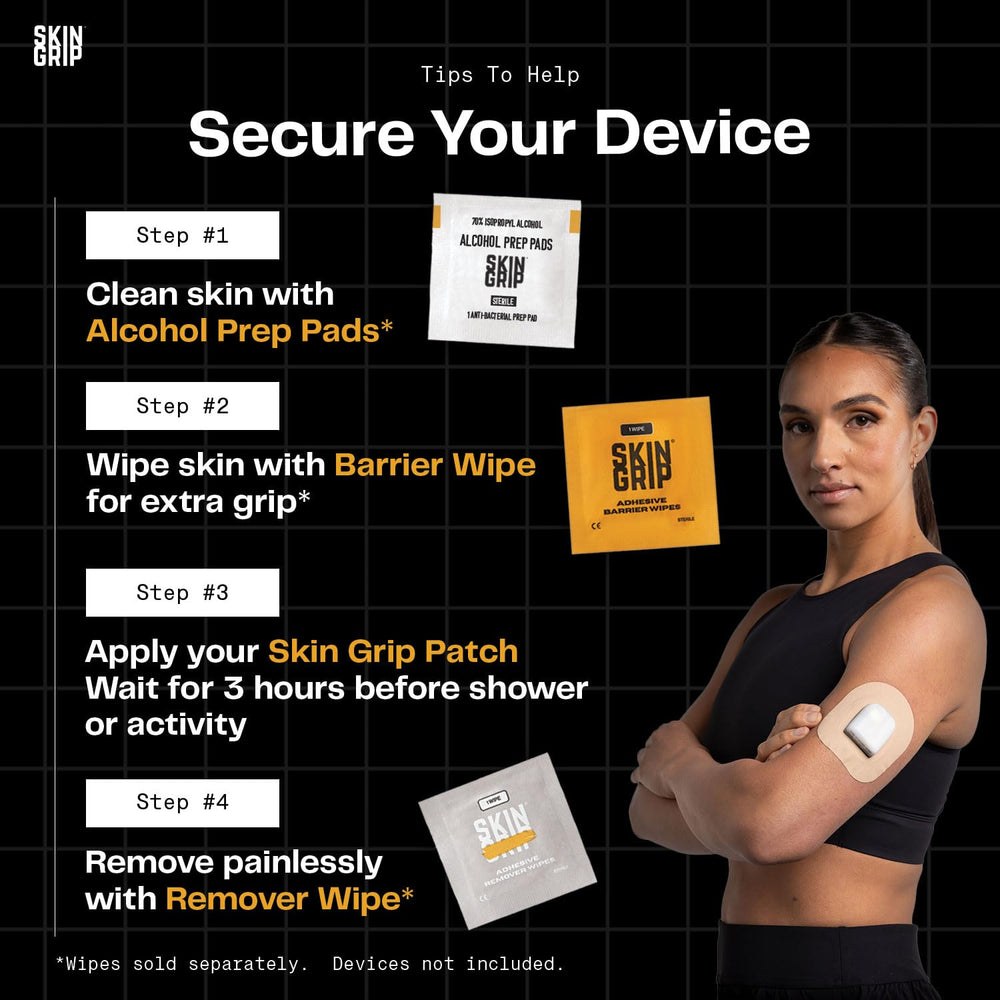 Skin Grip Adhesive Patches Compatible with Dexcom G7 & Stelo CGM Sensors