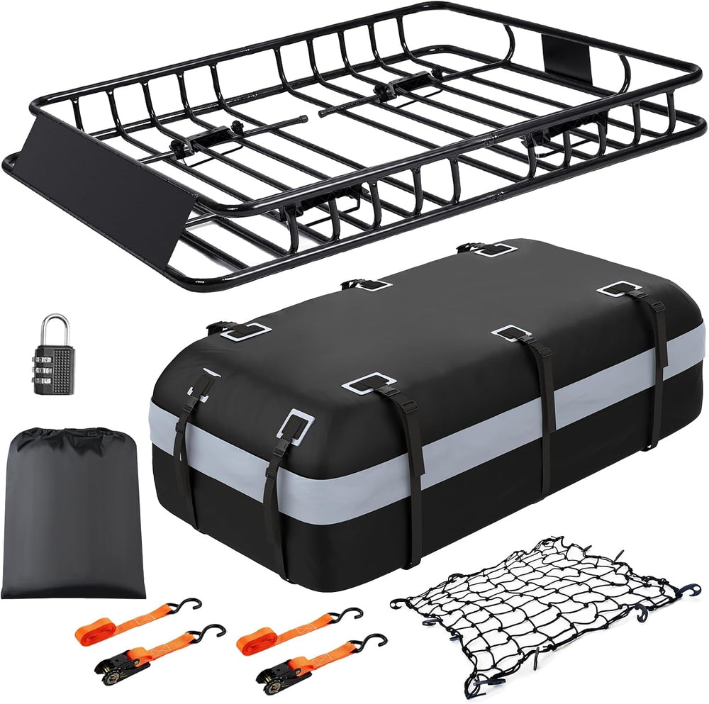 Adjustable Roof Rack Basket 45"-64" x 36" x 5" with 20 Cu...