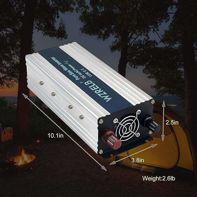 WZRELB 800W Pure Sine Wave Inverter 12V DC to 110V 120V AC, Car Power Inverter