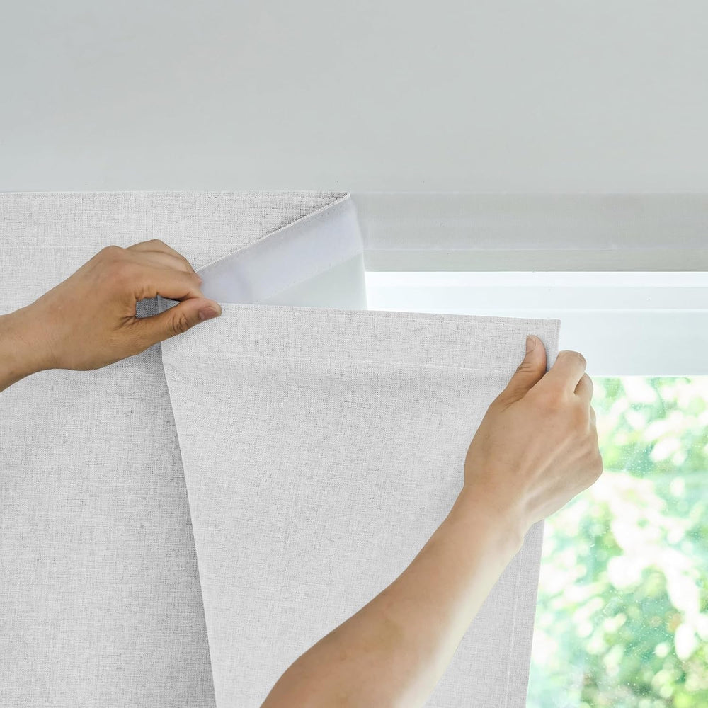 Jilron Adhesive Curtain,100% Blackout Shades,No Rod,Easy to Install,Provides ...