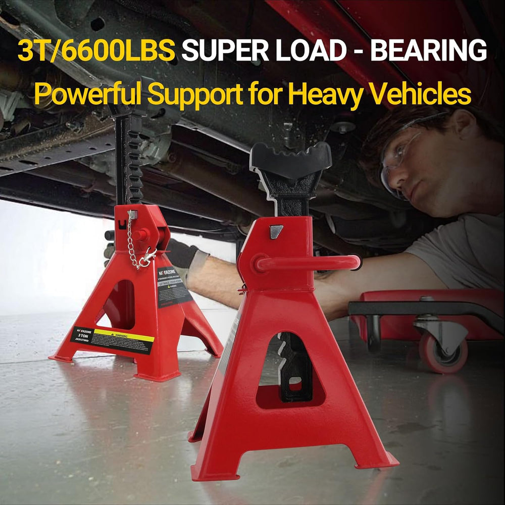 3 Ton Jack Stands, 1 Pair Heavy Duty Steel Car Jack Stands with Double Lockin...
