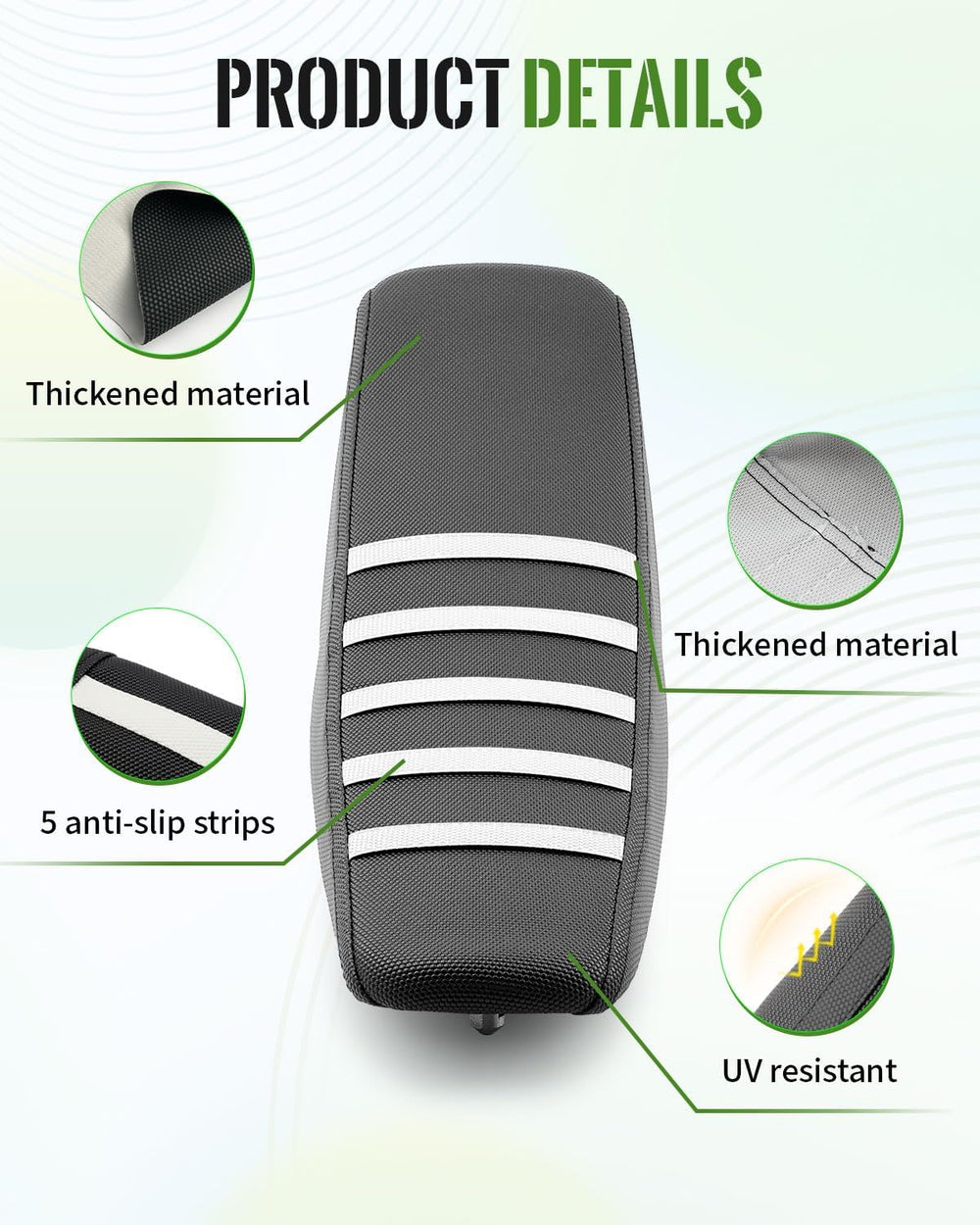 Seat Cover Fit for Yozma in 10, White Stripe Non-Slip Motorcycle Cushion Cove...