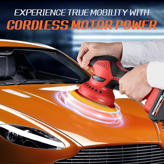 Cordless Car Buffer Polisher w/ 2x2000mAh 21V Batteries, 6 Inch Car buffer