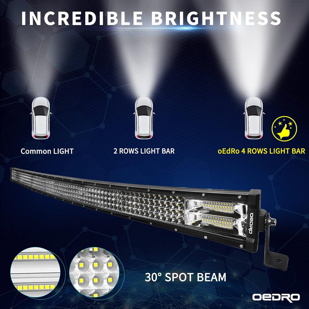 OEDRO 50 Inch 1483W Curved LED Light Bar with Wiring Harness Quad-Row