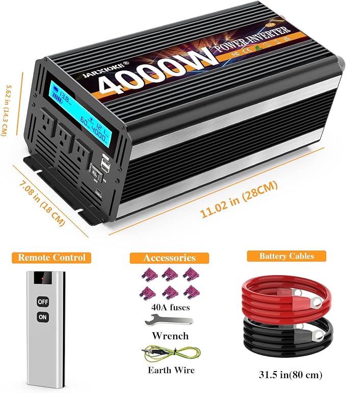 4000 Watt Power Inverter 12V DC to 110V 120V Converter