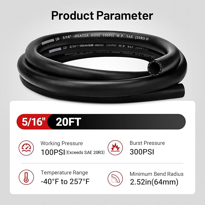 EVIL ENERGY 5/16" Heater Hose Coolant Radiator Straight 100PSI SAE 20R3 ...