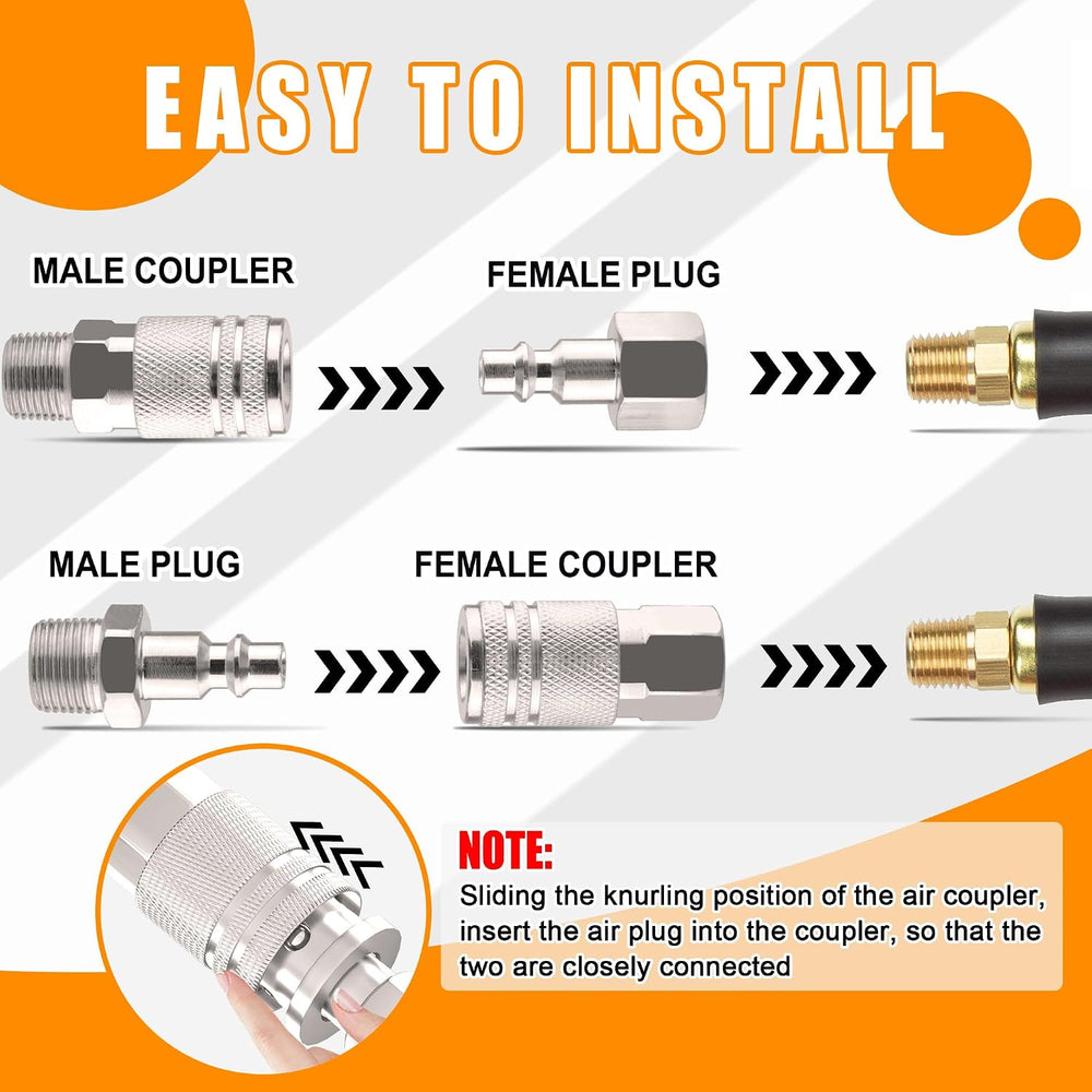 34 PCS Air Coupler & Plug Kit,1/4 Inch Body Size x 3/8 Inch Male