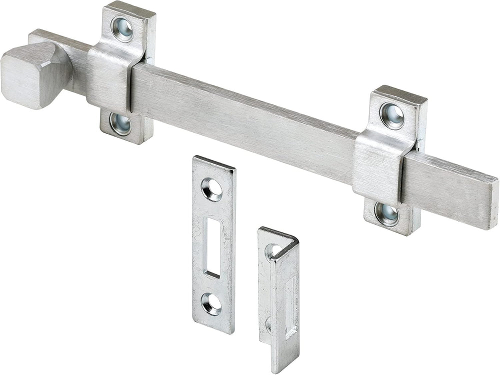 Prime-Line MP4914 Surface Bolt, 8 In., Steel, Brushed Chrome Finish, Heavy Du...