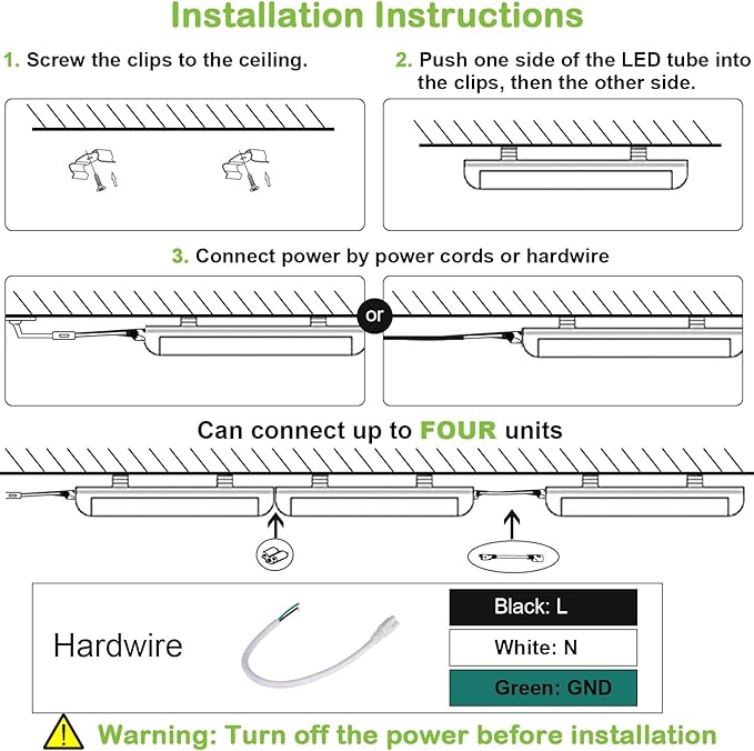 hykolity 4FT LED Shop Light, V Shape Integrated T8 LED Tube Light, 6500K Super