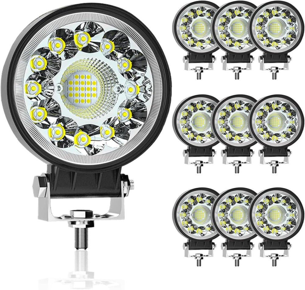 4 Inch Round LED Spot Light, 12V 24V LED Tractor Light 99W Offroad Driving Fo...