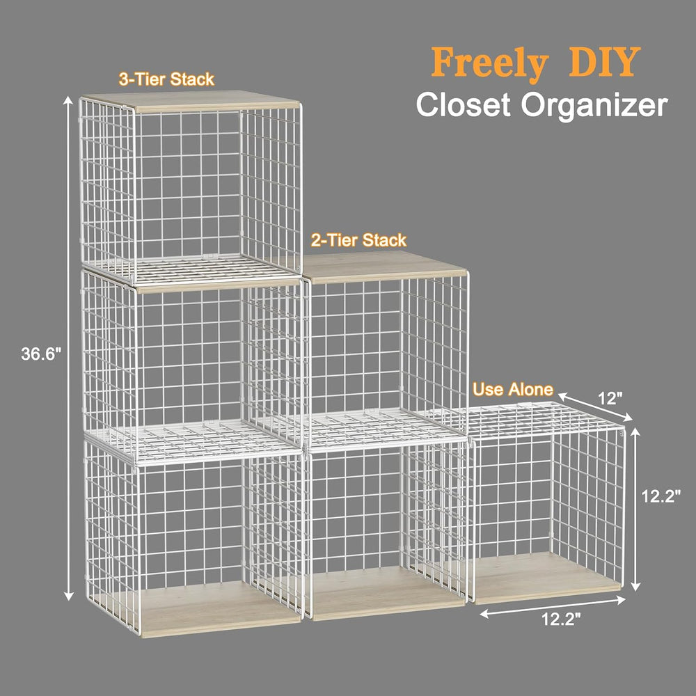 Hencawima 3PCS Stackable Closet Organizers and Storage, Closet Shelves with W...