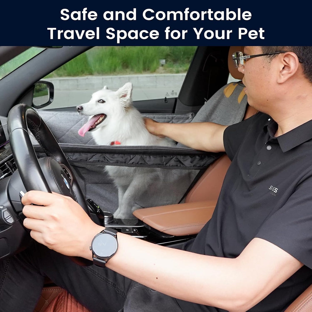 Front Seat Dog Car Seat for Small/Medium Dogs with Door Protection – Full Cov...