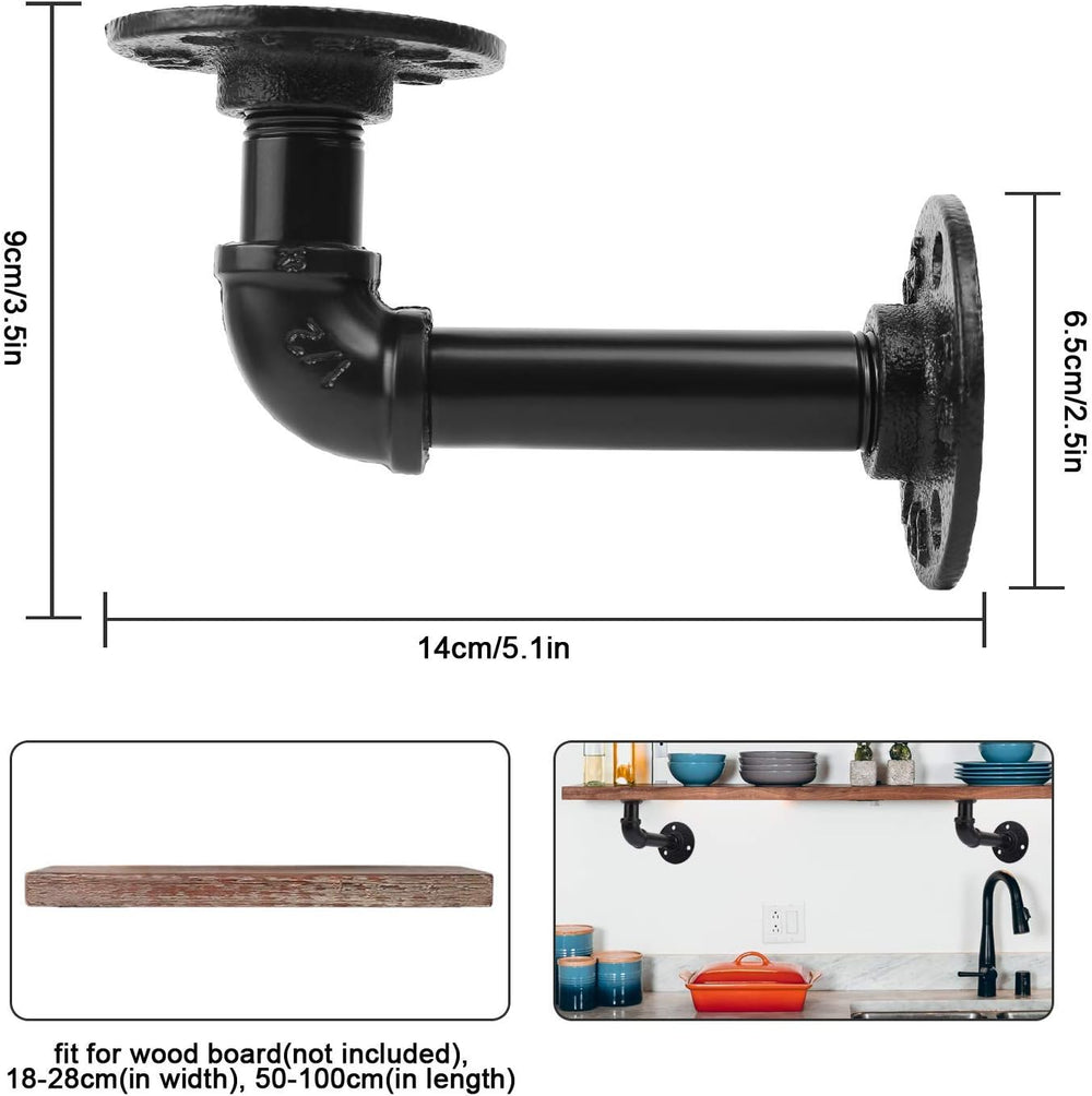 Pipe Shelf Brackets Set of 6 EQUASON Industrial Iron Shelf Brackets Pipe Shel...