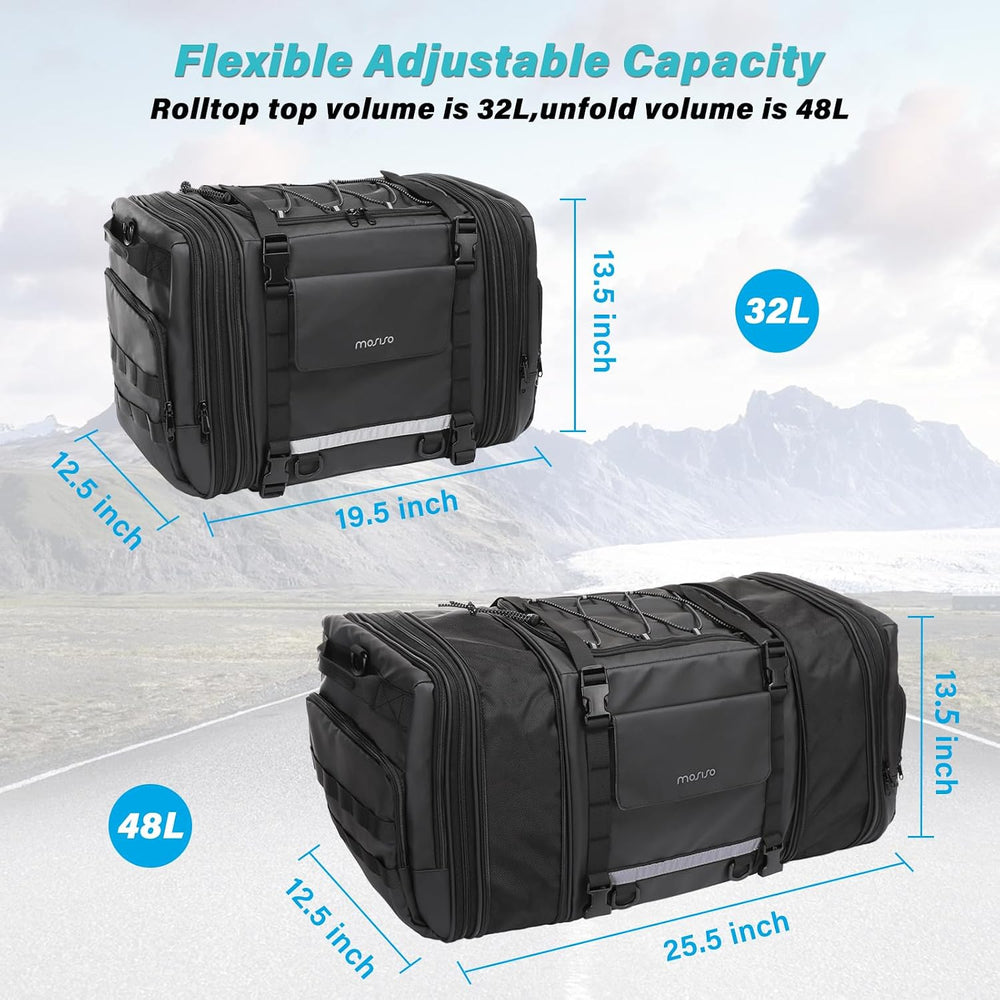 MOSISO Motorcycle Tail Bag with Expandable Capacity 32L-48L, Motorcycle Rear ...