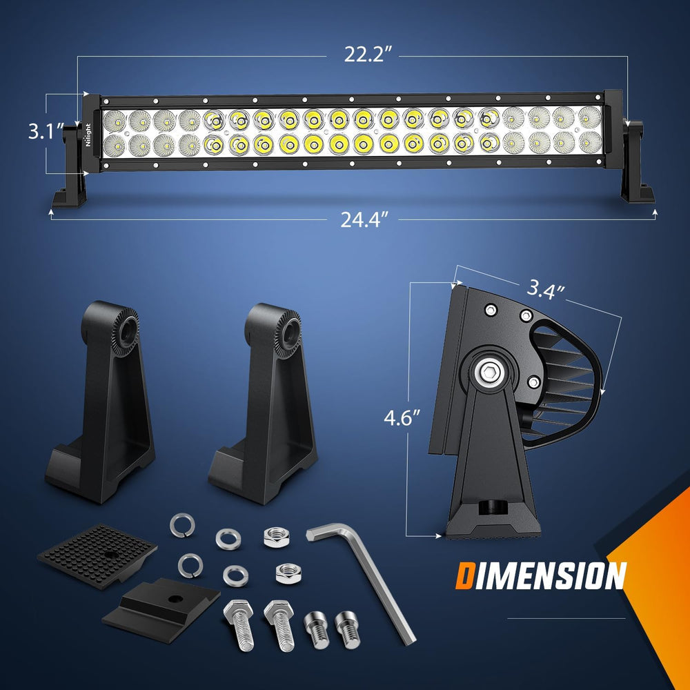 Nilight 22Inch 120W Spot Flood Combo Led Light Bar Off Road Driving Lights Bo...