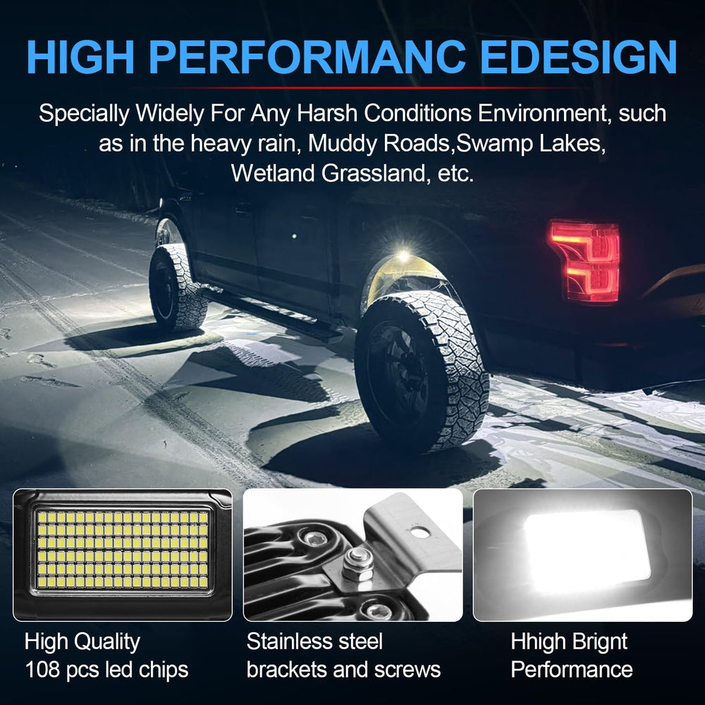Nicoko 108 High-Power LEDs per Pod 4Pods Pure White Rock Lights Ultra-Bright ...