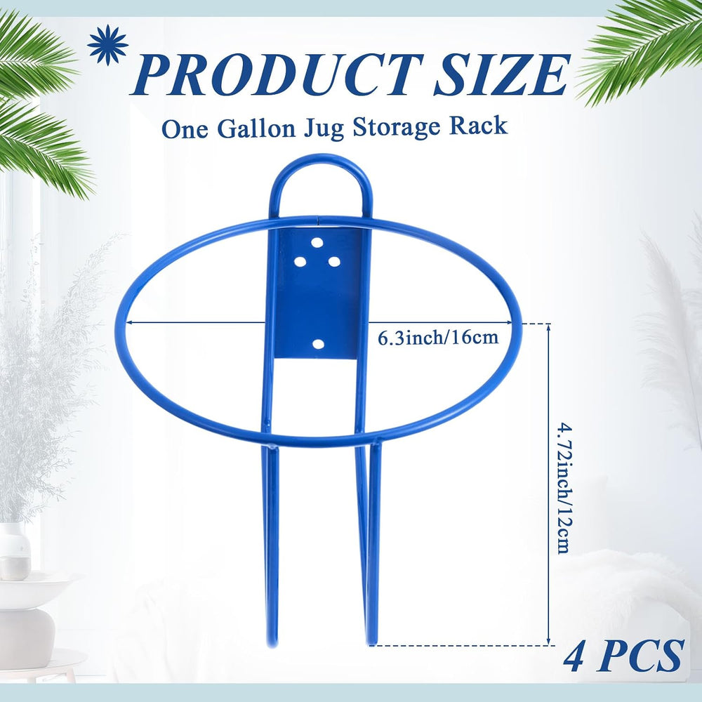 Hicarer 4 Pcs One Gallon Jug Storage Rack Wall Mounted Heavy Duty, Blue