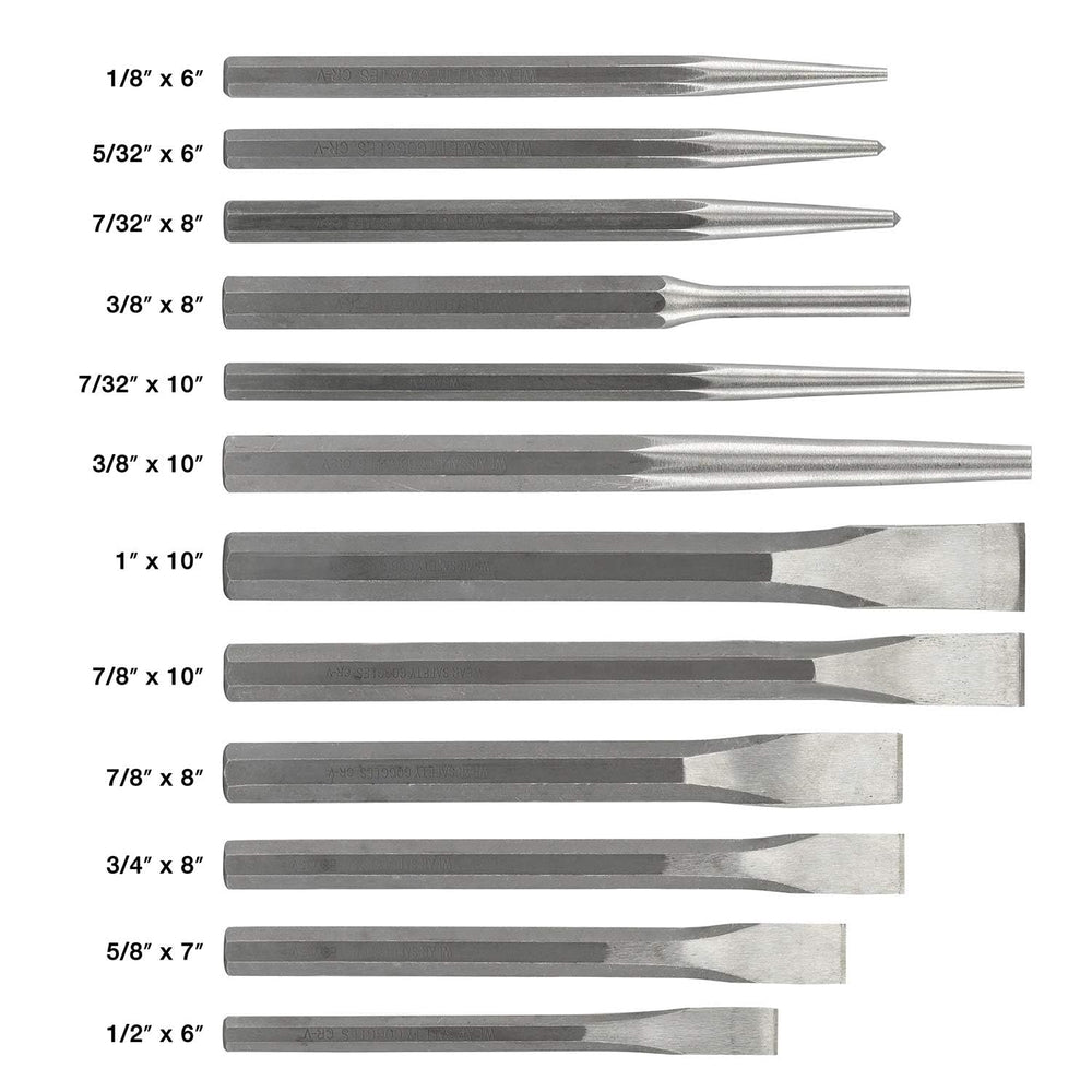 NEIKO 02623A Cold Chisel and Punch Set | 12 Piece | Cr-V Steel | Remove Pins ...