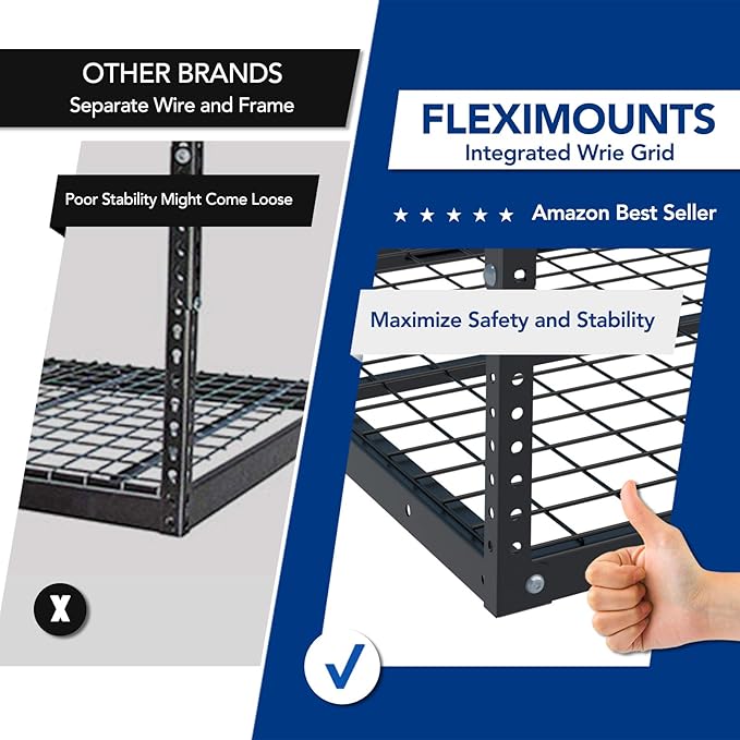 FLEXIMOUNTS 4x8 Overhead Garage Storage Rack, Adjustable Organization System ...