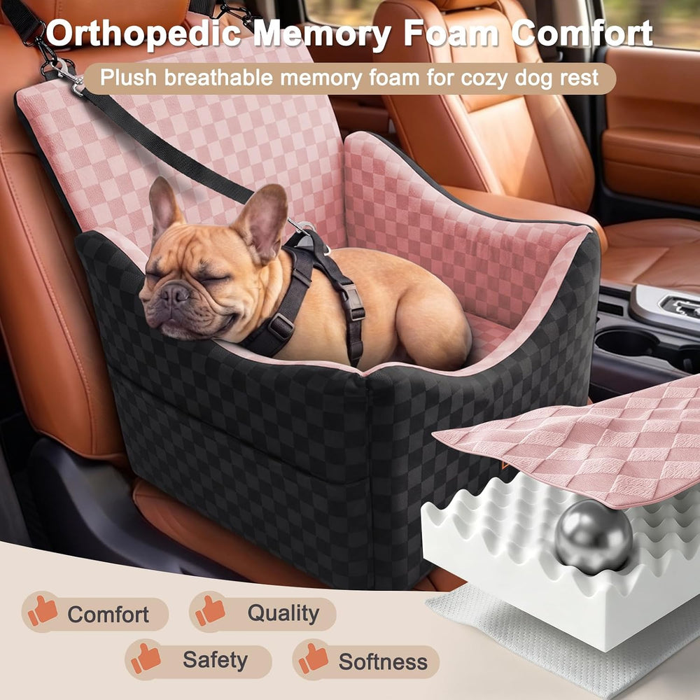 JOEJOY Elevated Dog Car Seat for Small/Medium Dogs up to 35 lbs, Memory Foam ...