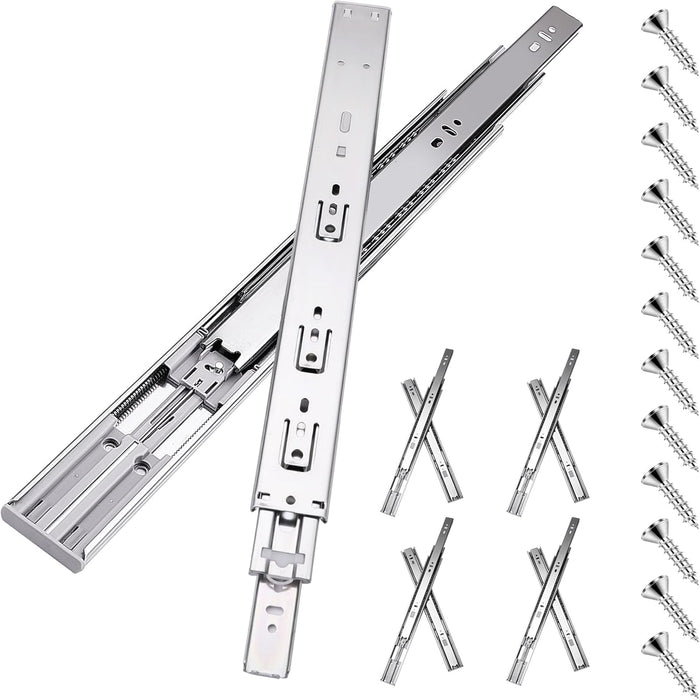 14 inch Drawer Slides 4 Pairs (8pcs) Soft Self Close Full Extension Ball Bearing Drawer Rails Side Mount Metal Dresser Runners for File Cabinet Trash Can Kitchen Wardrobe Glides 14" 100 LB Capacity