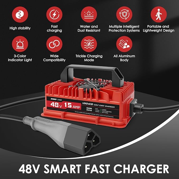 15 AMP Golf Cart Charger for 48 Volt EZGO RXV & TXT