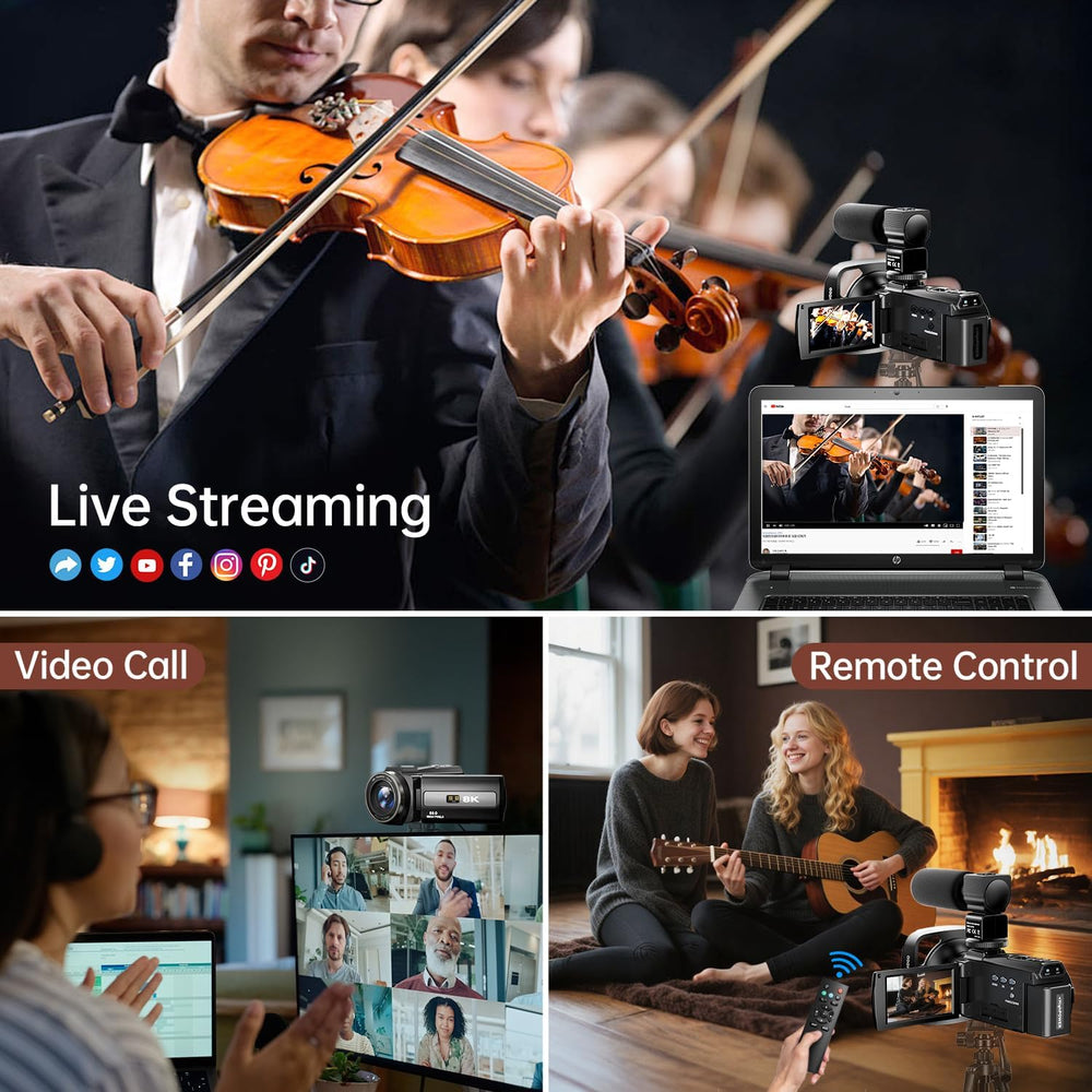 FlyFrost 8K Video Camera 88MP UHD WiFi Vlogging Cameras for YouTube 18X Digit...