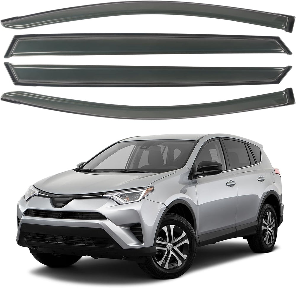 4PCS Rain Guards Fit for 2013-2018 Toyota RAV4 LE XLE SE, Tape-on Outside Mount