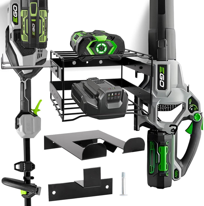 Power Tool Organizer Wall Mount - Heavy Duty Weed Eater Hanger for Garage Organization, Cuboid Garage Storage Rack for EGO Leaf Blower, Trimmer, Chainsaw, Edger, Battery, Charger, 180lbs Load Capacity