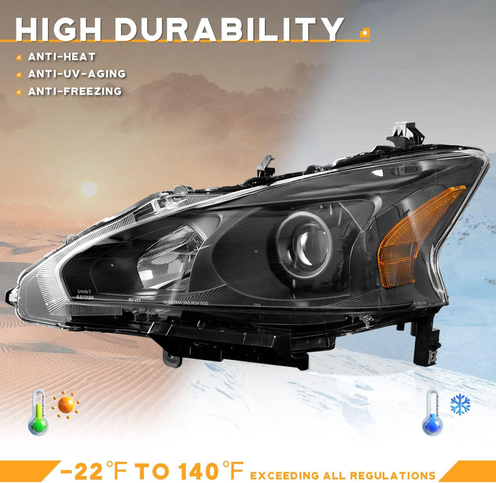 WEELMOTO Halogen Headlights Assembly for 2013-2015 Nissan Altima