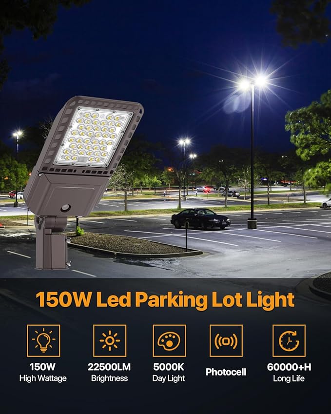 LED Parking Lot Lights 150W Slip Fitter Mount Outdoor Street Pole Light