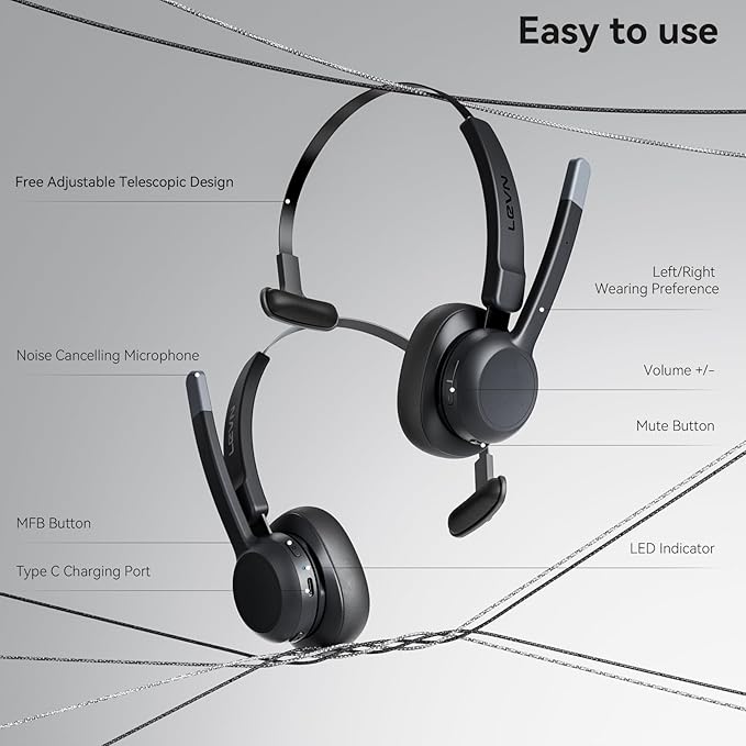 LEVN Trucker Headset, Trucker Bluetooth Headset
