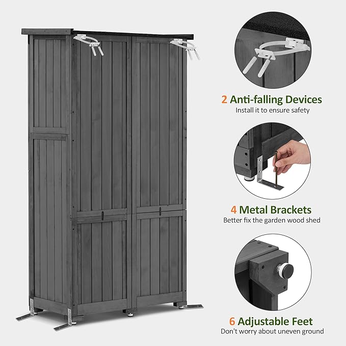 MCombo Outdoor Storage Cabinet, Garden Storage Shed, Outside Vertical Shed