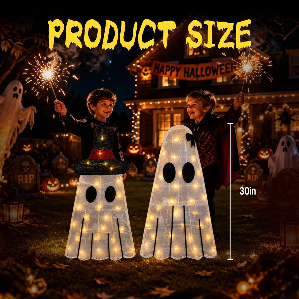 2 Pack 30Inch Halloween Decorations Outdoor Light Up Ghost Decor